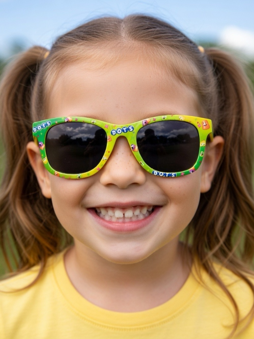 Dots Kids Lime Green Sunglasses with Dark Lenses